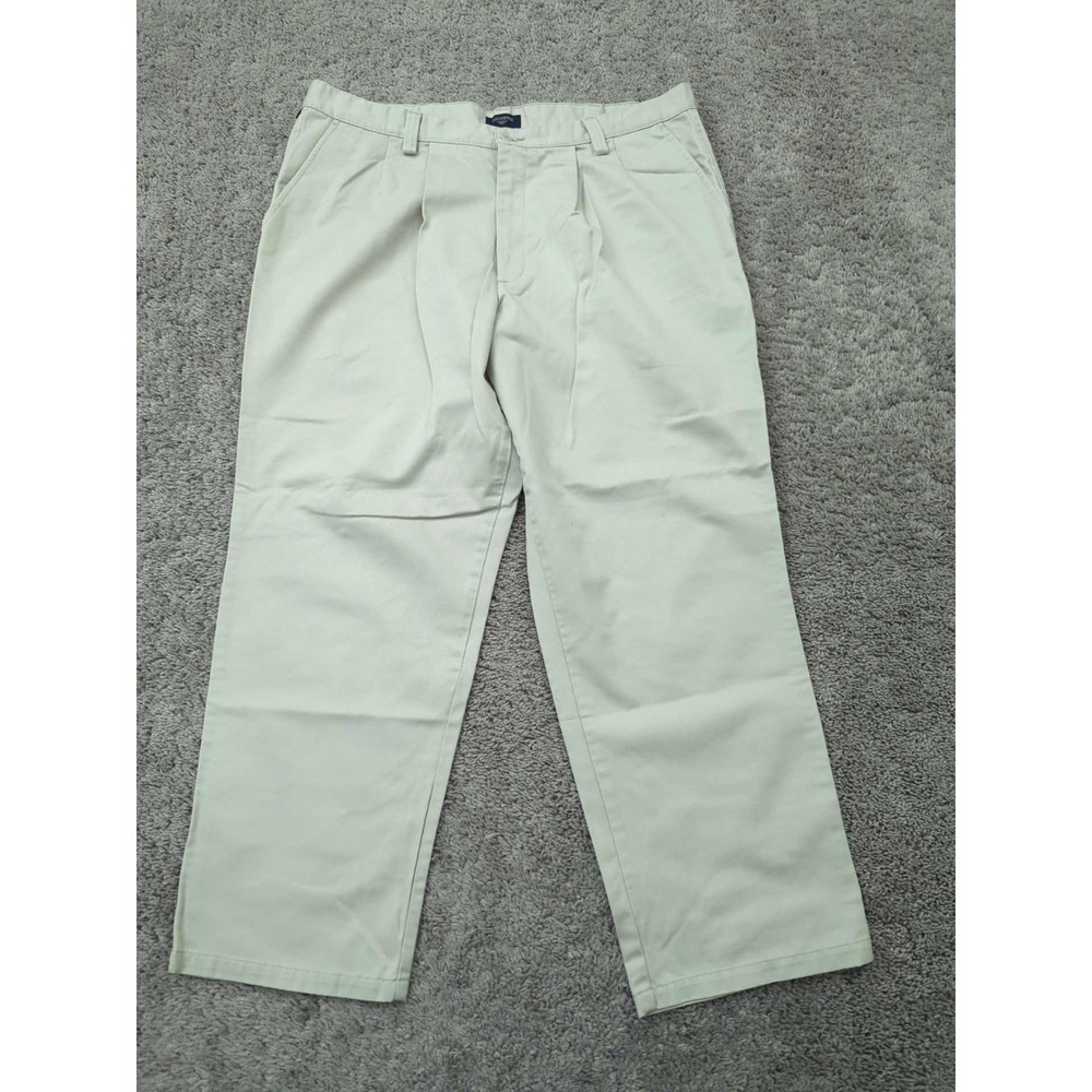 Dockers Pants Mens 40x30 Beige Straight Pleated Relaxed Fit Classic